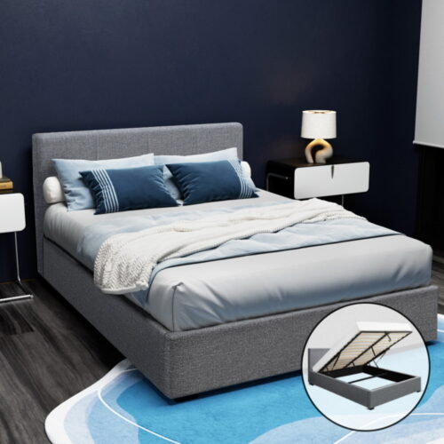 Artiss Bed Frame Double Size Gas Lift Grey NINO - Image 8