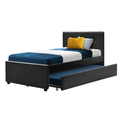 Artiss Bed Frame King Single Size Trundle Daybed Black - Image 3