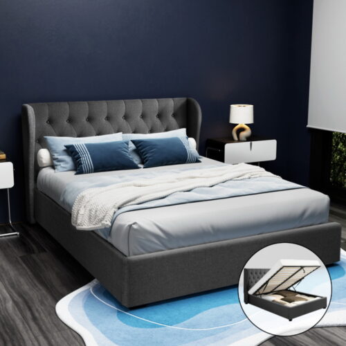Artiss Bed Frame Queen Size Gas Lift Charcoal ISSA - Image 8
