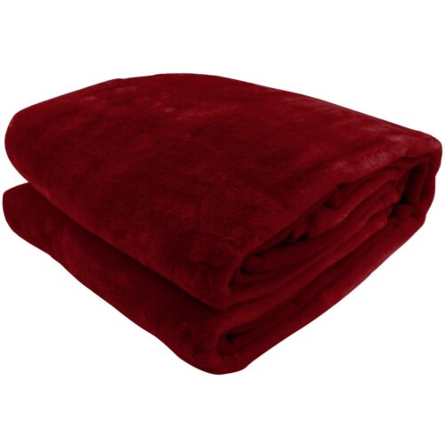 Laura Hill 600GSM Faux Mink Blanket Double Sided Queen Size  Wine Red - Image 5