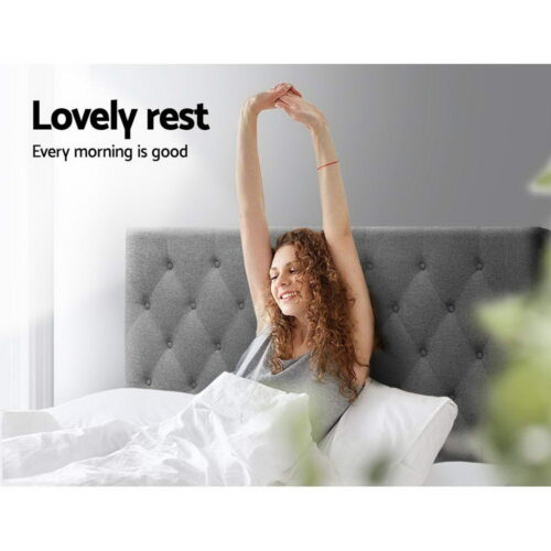 Artiss Bed Head Headboard Queen Size Fabric - CAPPI Grey - Image 6