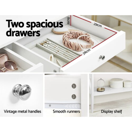 Artiss Console Table 2 Drawers 100CM White Chole - Image 8