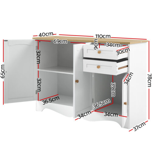 Artiss Buffet Sideboard 3 Doors - BERNE White - Image 4
