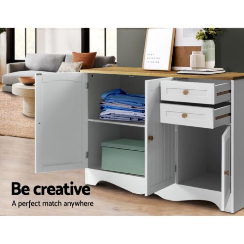 Artiss Buffet Sideboard 3 Doors - BERNE White - Image 7