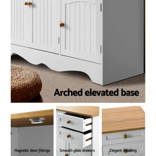 Artiss Buffet Sideboard 3 Doors - BERNE White - Image 8