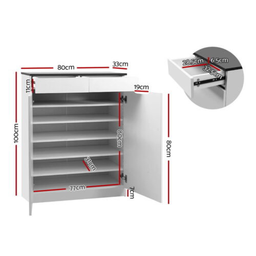 Artiss Shoe Rack Cabinet 30 Pairs White Eve - Image 4