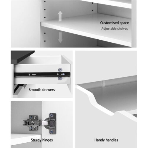 Artiss Shoe Rack Cabinet 30 Pairs White Eve - Image 8