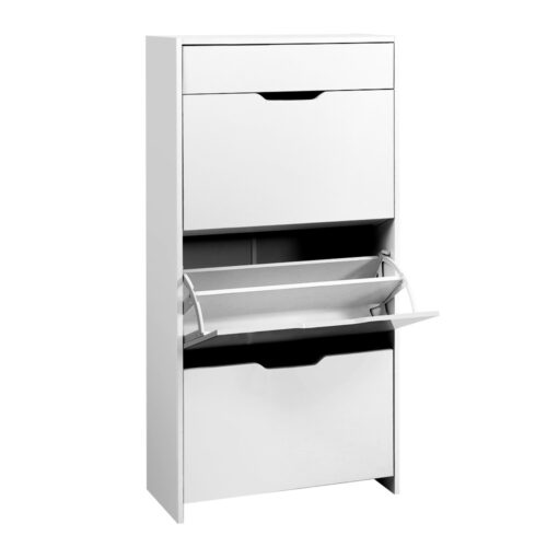 Artiss Shoe Rack Cabinet 24 Pairs White Luna - Image 3