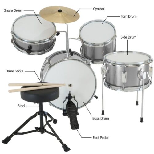 Karrera Childrens 4pc Drum Kit  Silver - Image 6