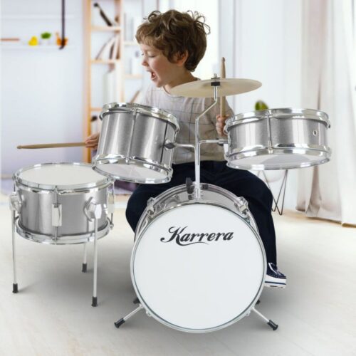 Karrera Childrens 4pc Drum Kit  Silver - Image 10