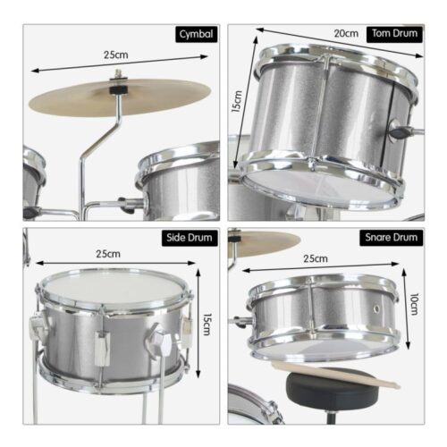 Karrera Childrens 4pc Drum Kit  Silver - Image 8