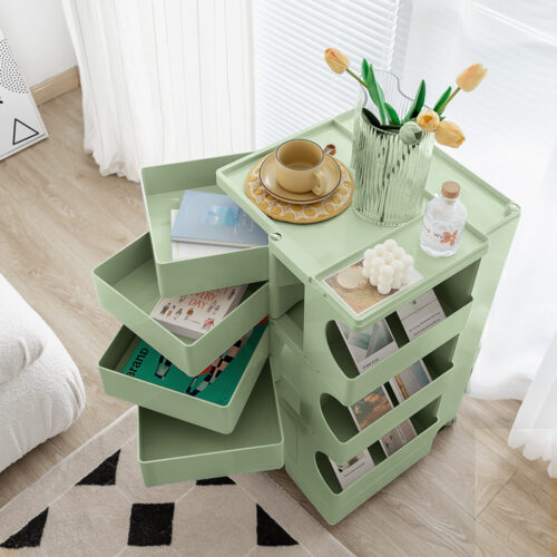 Artiss Storage Trolley Bedside Table 5 Tier Cart Boby Replica Green - Image 5