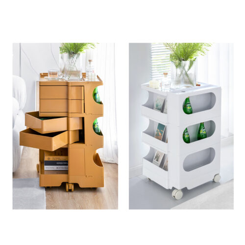 Artiss Storage Trolley Bedside Table 5 Tier Cart Boby Replica Orange - Image 7