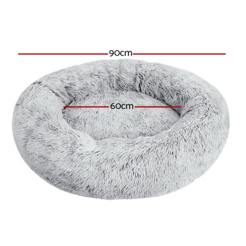 i.Pet Pet Bed Dog Cat 90cm Large Calming Soft Plush Light Charcoal - Image 2
