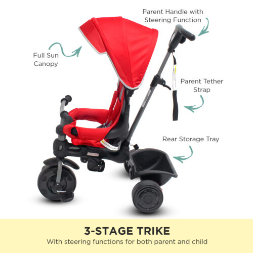 Veebee Explorer 3 Stage Kids Trike with Canopy  Red - Image 5