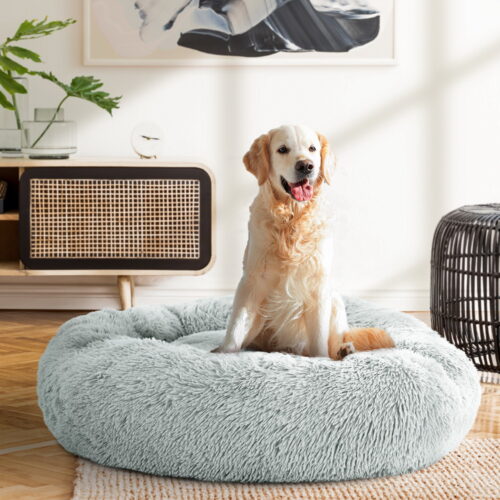 i.Pet Pet Bed Dog Cat 90cm Large Calming Soft Plush Light Grey - Image 9