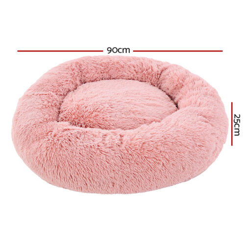 i.Pet Pet Bed Dog Cat 90cm Large Calming Soft Plush Pink - Image 3