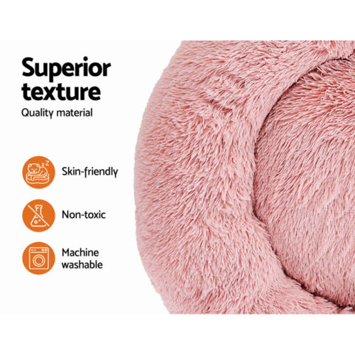 i.Pet Pet Bed Dog Cat 90cm Large Calming Soft Plush Pink - Image 5