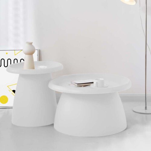 Artiss Coffee Table Round 52CM Plastic White - Image 9