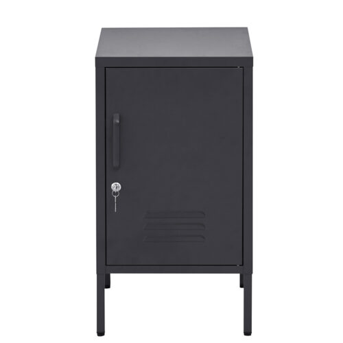 Artiss Bedside Table Metal Cabinet - Black - Image 3