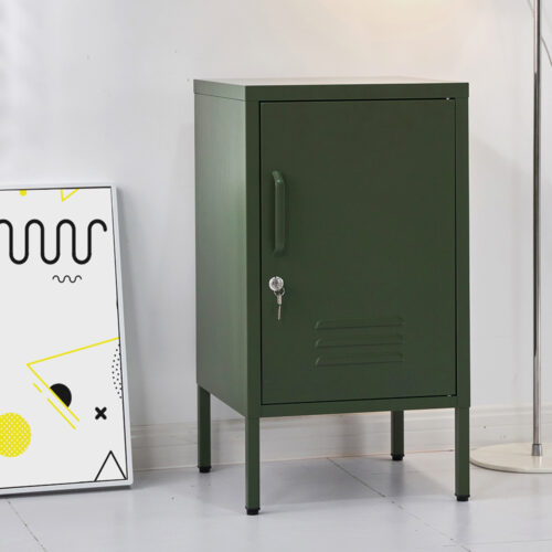 Artiss Bedside Table Metal Cabinet - Green - Image 7