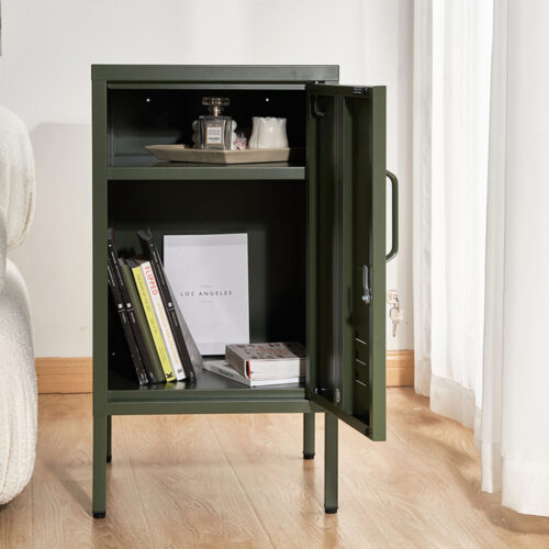 Artiss Bedside Table Metal Cabinet - Green - Image 8