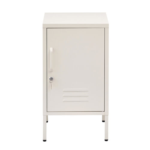 Artiss Bedside Table Metal Cabinet - White - Image 3