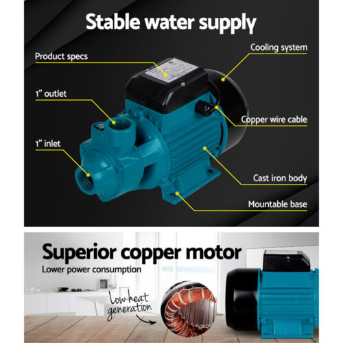 Giantz Peripheral Water Pump Garden Boiler Car Wash Auto Irrigation House QB80 - Image 3