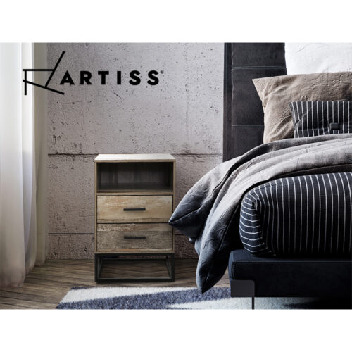 Artiss Bedside Table 2 Drawers with Shelf - BADAN - Image 7