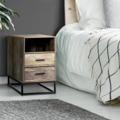 Artiss Bedside Table 2 Drawers with Shelf - BADAN - Image 8