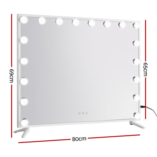 80x65cm Embellir Makeup Mirror Hollywood Vanity with LED Light White Frame - Image 2