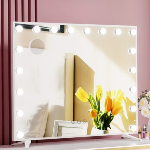 80x65cm Embellir Makeup Mirror Hollywood Vanity with LED Light White Frame - Image 7