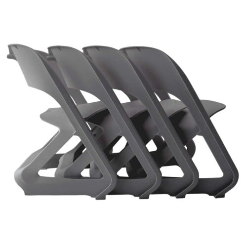 ArtissIn Set of 4 Dining Chairs Office Cafe Lounge Seat Stackable Plastic Leisure Chairs Grey - Image 4