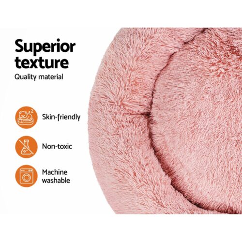 i.Pet Pet Bed Dog Cat 110cm Calming Extra Large Soft Plush Pink - Image 5
