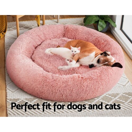 i.Pet Pet Bed Dog Cat 110cm Calming Extra Large Soft Plush Pink - Image 8