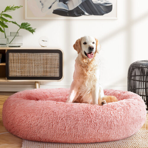 i.Pet Pet Bed Dog Cat 110cm Calming Extra Large Soft Plush Pink - Image 9