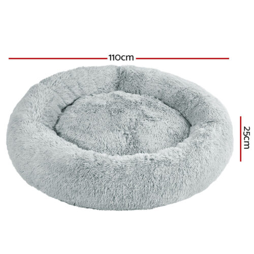 i.Pet Pet Bed Dog Cat 110cm Calming Extra Large Soft Plush Light Grey - Image 3