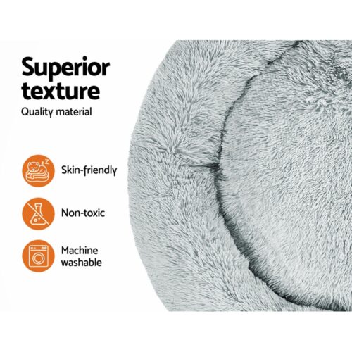 i.Pet Pet Bed Dog Cat 110cm Calming Extra Large Soft Plush Light Grey - Image 5