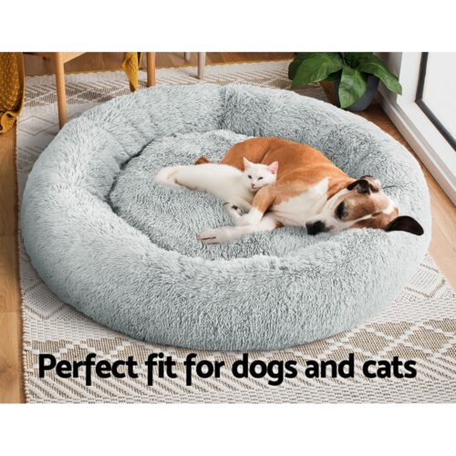i.Pet Pet Bed Dog Cat 110cm Calming Extra Large Soft Plush Light Grey - Image 8