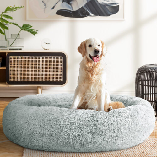 i.Pet Pet Bed Dog Cat 110cm Calming Extra Large Soft Plush Light Grey - Image 9