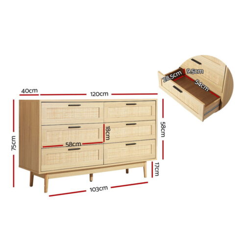 Artiss 6 Chest of Drawers - BRIONY Oak - Image 4