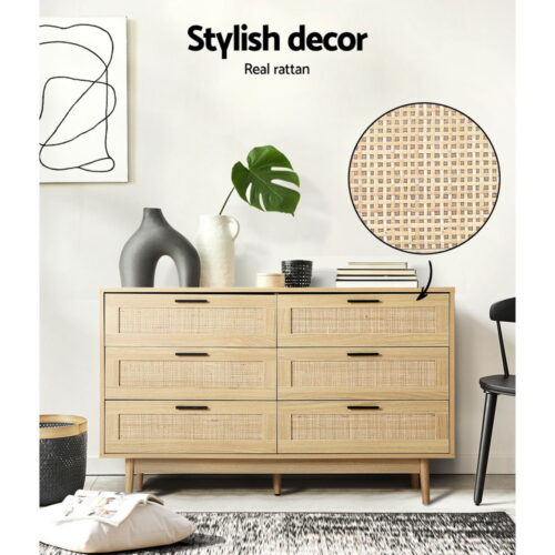Artiss 6 Chest of Drawers - BRIONY Oak - Image 6