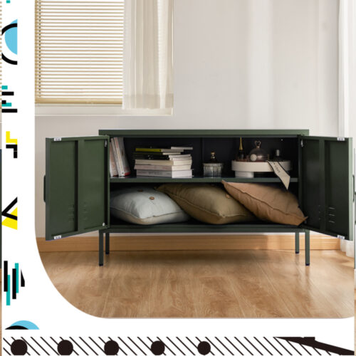Artiss Buffet Sideboard Metal Cabinet - BASE Green - Image 8