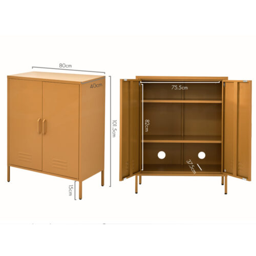 Artiss Buffet Sideboard Metal Cabinet - SWEETHEART Yellow - Image 4