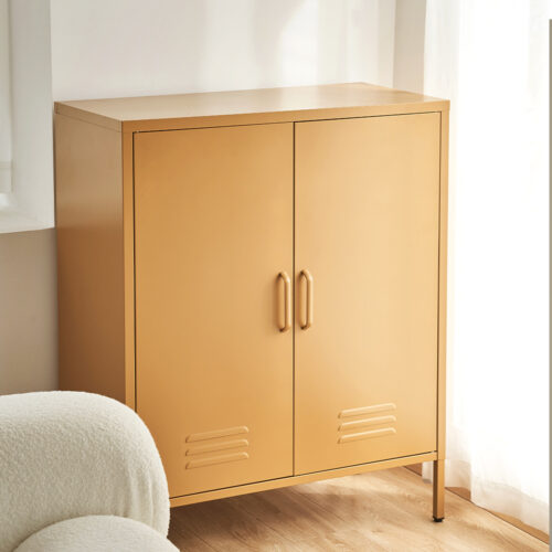 Artiss Buffet Sideboard Metal Cabinet - SWEETHEART Yellow - Image 7