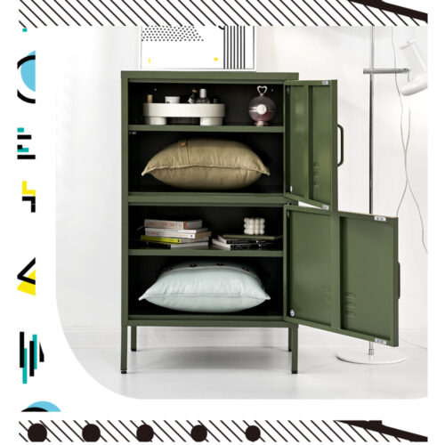 Artiss Buffet Sideboard Metal Cabinet - DOUBLE Green - Image 8