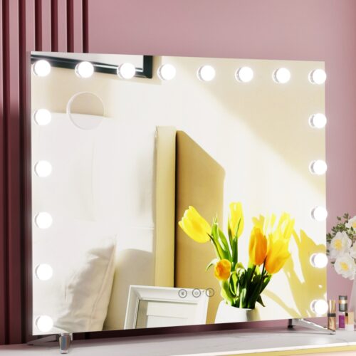 80x65cm Embellir Makeup Mirror Hollywood Vanity with LED Light Silver Legs - Image 7