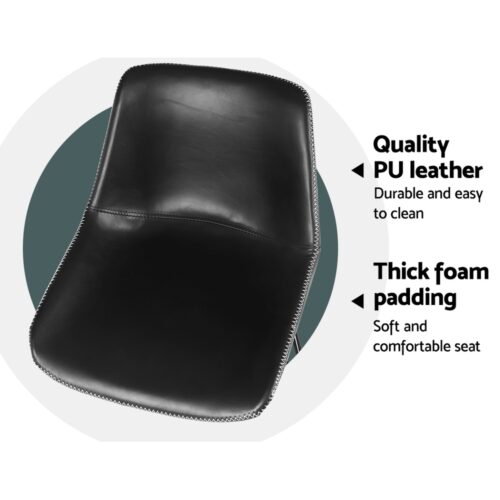 Artiss Bar Stools Kitchen Counter Barstools Leather Metal Chairs Black x2 - Image 6
