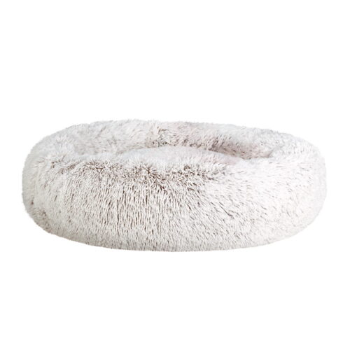 i.Pet Pet Bed Dog Cat 90cm Large Calming Soft Plush White Brown - Image 2