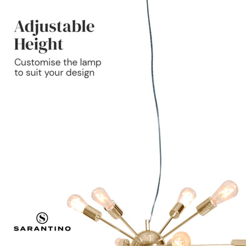 Sarantino 15-Light Hanging Chandelier Brass Living Dining Ceiling Light Lamp Decor - Image 7